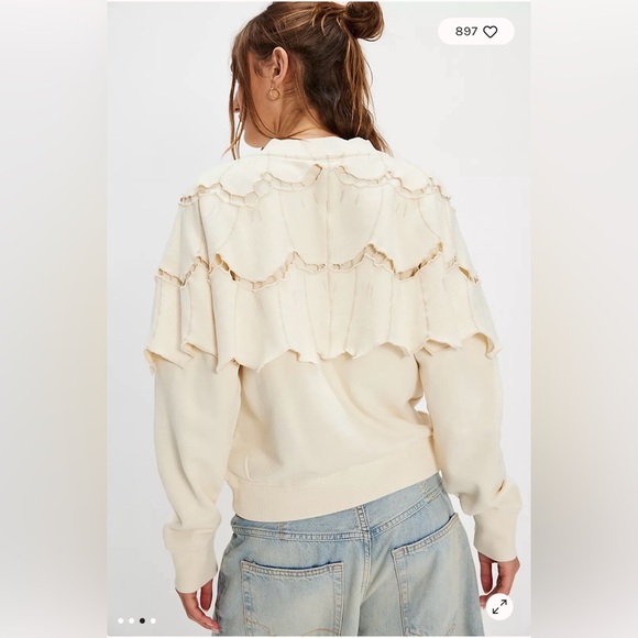 Free People Fluttercape Sweatshirt. NWT. Ivory - Picture 4 of 4